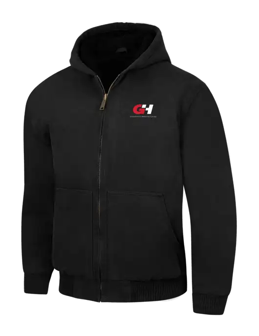 CornerStone Black Washed Duck Cloth Insulated Hooded Work Jacket w/G&H Logo