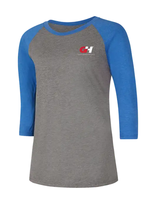 Womens Simply Soft 3/4 Sleeve Royal Frost/Grey Ring Spun Cotton T-Shirt w/G&H Logo