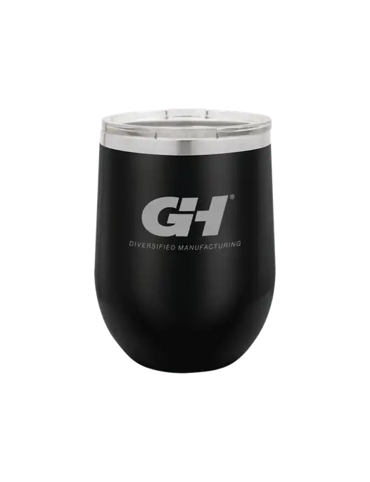 Polar Camel 12 oz Powder Coated Black Vacuum Insulated Stemless Wine Tumbler w/G&H Logo