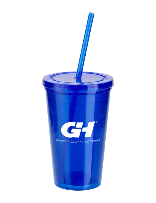 Sorrento Blue 16 oz Tumbler with Lid & Straw w/G&H Logo