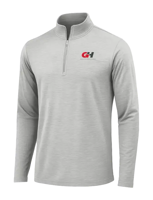 Light Grey Heather Posicharge Tri-Blend Wicking 1/4 Zip Pullover w/G&H Logo