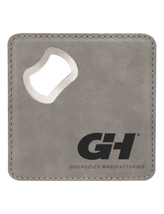 Grey Leatherette Coaster with Bottle Opener w/G&H Logo