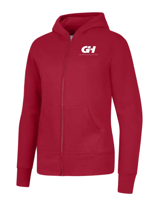 Red Womens Core Fleece Full-Zip Hooded Sweatshirt w/G&H Logo