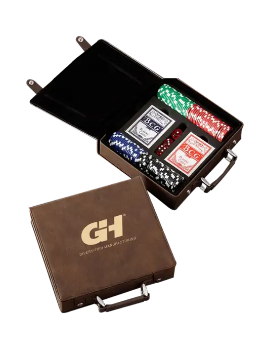 Rustic Leatherette 100 Chip Poker Set w/G&H Logo