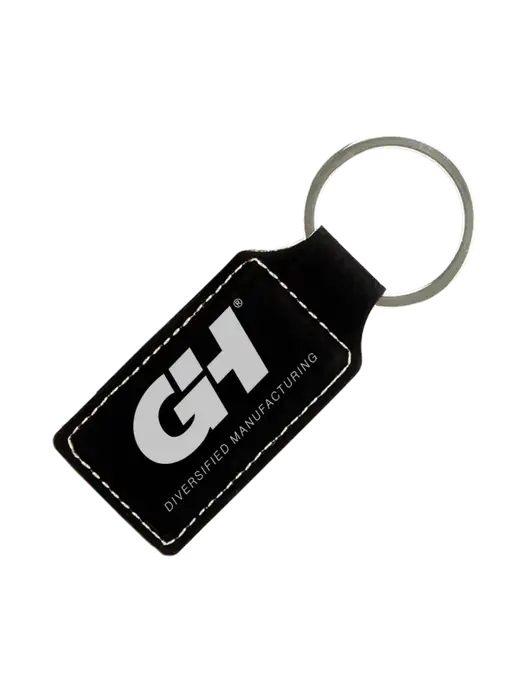 Black Laserable Leatherette Rectangle Keychain w/G&H Logo