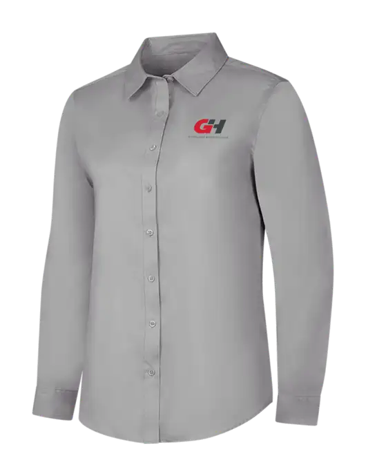Light Grey Womens Long Sleeve Superpro React Twill Shirt w/G&H Logo