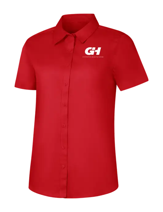 Womens Red Short Sleeve Superpro React Twill Shirt w/G&H Logo