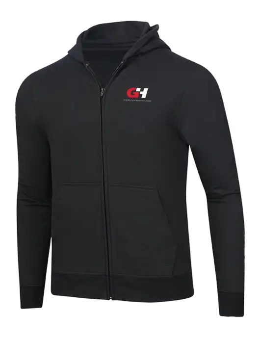 Jet Black 8.5 oz Ring Spun Zip Hooded Sweatshirt w/G&H Logo