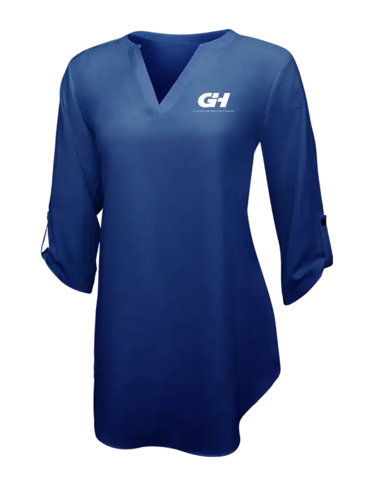 Dark Royal Womens 3/4 Sleeve Tunic Blouse w/G&H Logo