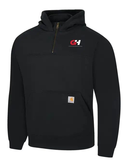 Carhartt Black Rain Defender Paxton Heavyweight Hooded 1/4 Zip Mock Sweatshirt w/G&H Logo