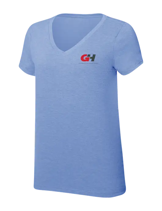 Womens Simply Soft V-Neck Maritime Frost 4.5oz  Poly/Combed Ring Spun Cotton T-Shirt w/G&H Logo
