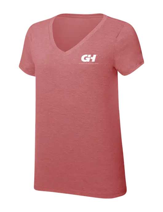 Womens Simply Soft V-Neck Blush Frost 4.5oz  Poly/Combed Ring Spun Cotton T-Shirt w/G&H Logo