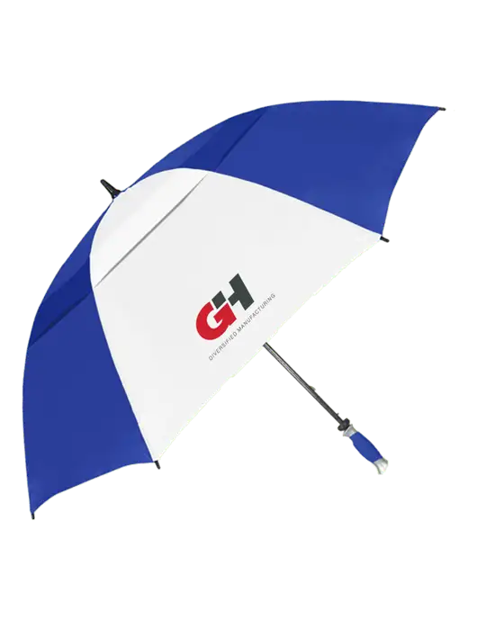 Royal/White Vented Typhoon Tamer Golf Umbrella w/G&H Logo