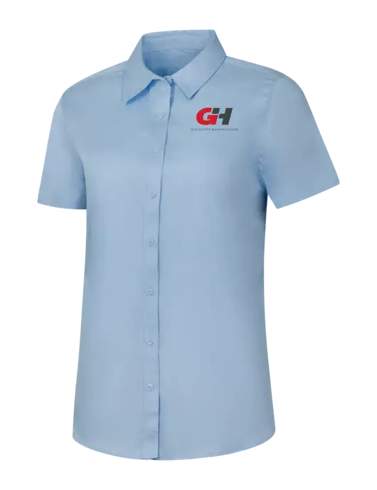 Womens Light Blue Short Sleeve Superpro React Twill Shirt w/G&H Logo