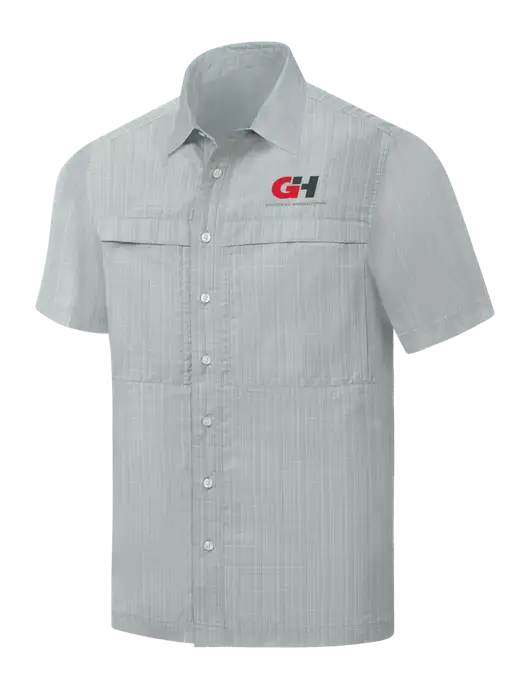 Light Grey Crosshatch Short Sleeve UV Daybreak Shirt w/G&H Logo