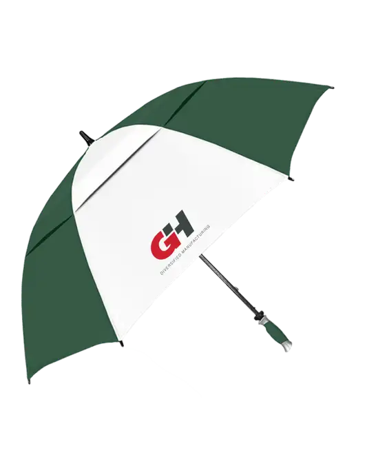 Dark Green/White Vented Typhoon Tamer Golf Umbrella w/G&H Logo