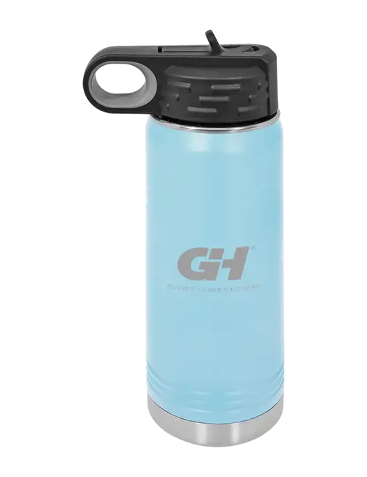 Polar Camel 20 oz Powder Coated Light Blue Vacuum Insulated Water Bottle w/G&H Logo