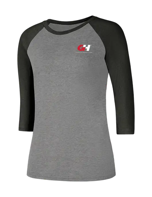 Womens Simply Soft 3/4 Sleeve Black Frost/Grey Frost Ring Spun Cotton T-Shirt w/G&H Logo