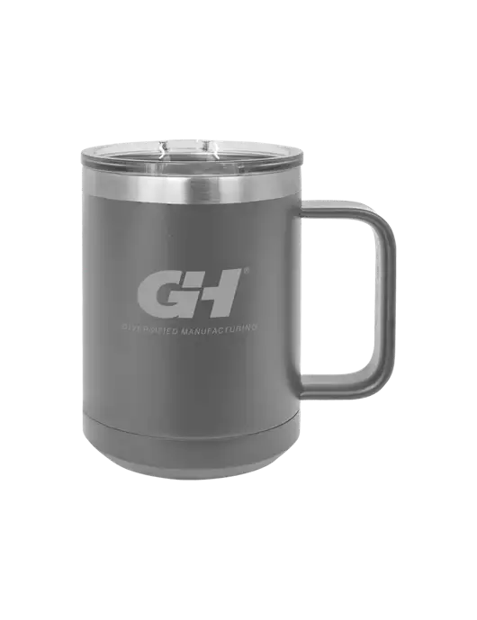 Polar Camel 15 oz Powder Coated Grey Vacuum Insulated Mug with Slider Lid w/G&H Logo