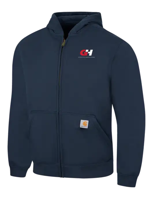 Carhartt Navy Rain Defender Paxton Heavyweight Hooded Zip-Front Sweatshirt w/G&H Logo