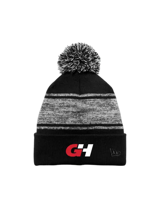 New Era Black/Charcoal Knit Chilled Pom Beanie w/G&H Logo
