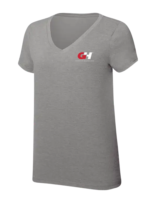 Womens Simply Soft V-Neck Grey Frost 4.5oz  Poly/Combed Ring Spun Cotton T-Shirt w/G&H Logo