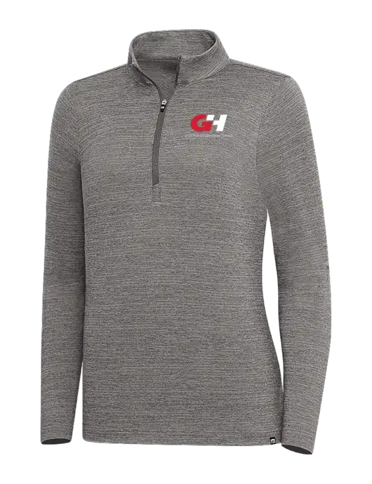 TravisMathew Medium Grey Heather Womens Crestview 1/4 Zip w/G&H Logo