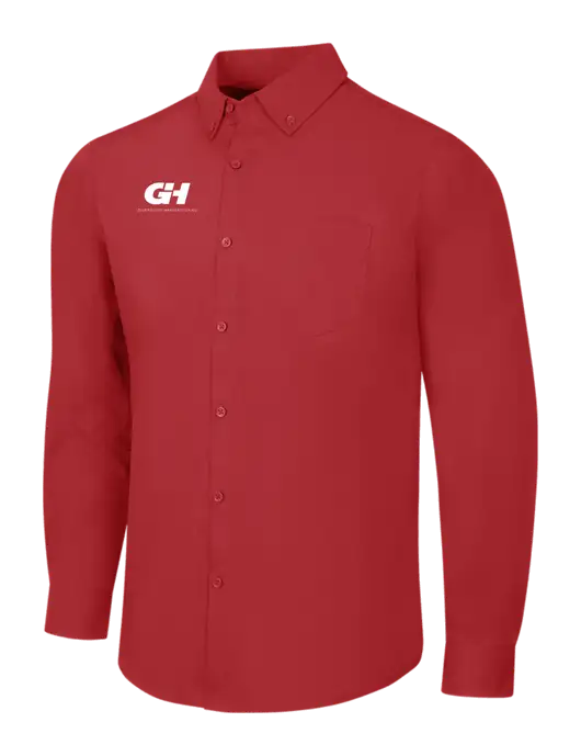 Red Long Sleeve Carefree Poplin Shirt w/G&H Logo
