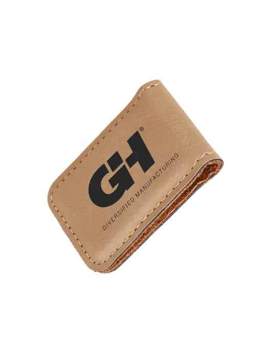 Tan Leatherette Money Clip w/G&H Logo