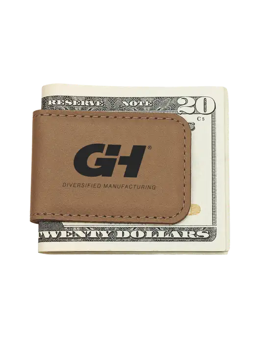 Tan Leatherette Money Clip w/G&H Logo