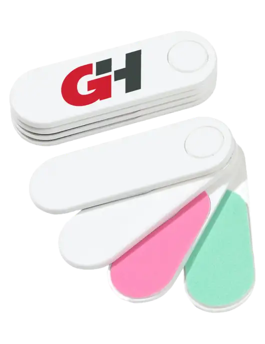 White Folding Nail Files & Buffer w/G&H Logo