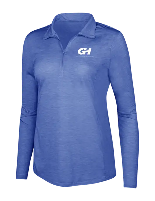 True Royal Heather Womens Posicharge Tri-Blend Wicking 1/4 Zip Pullover w/G&H Logo