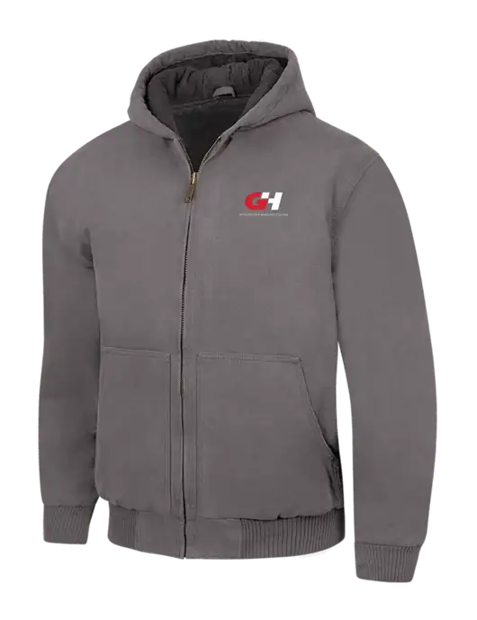 CornerStone Medium Grey Washed Duck Cloth Insulated Hooded Work Jacket w/G&H Logo