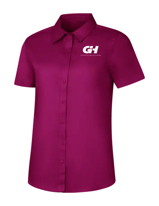 Womens Dark Fucia Short Sleeve Superpro React Twill Shirt w/G&H Logo