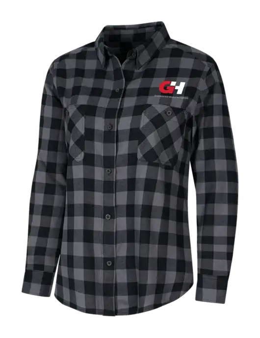 Womens Medium Grey/Black Buffalo Check Plaid Flannel Shirt w/G&H Logo