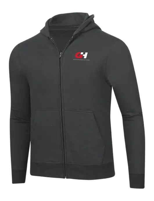 Charcoal 8.5 oz Ring Spun Zip Hooded Sweatshirt w/G&H Logo