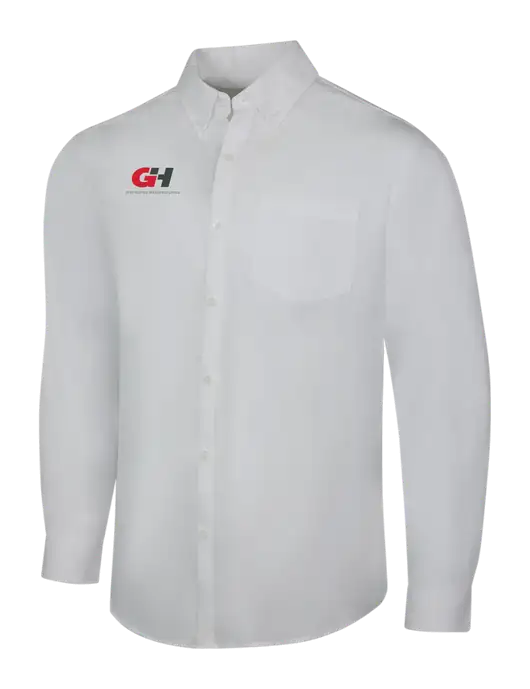White Long Sleeve Carefree Poplin Shirt w/G&H Logo