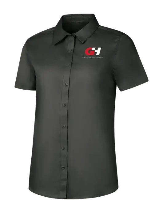 Womens Dark Grey Short Sleeve Superpro React Twill Shirt w/G&H Logo