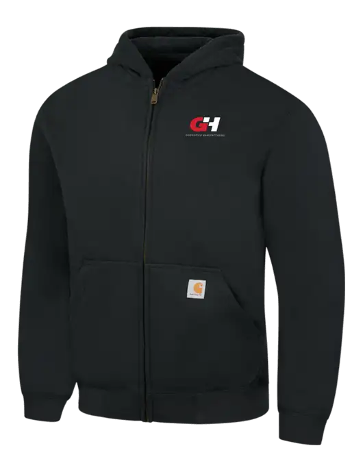 Carhartt Black Rain Defender Paxton Heavyweight Hooded Full Zip-Front Sweatshirt w/G&H Logo