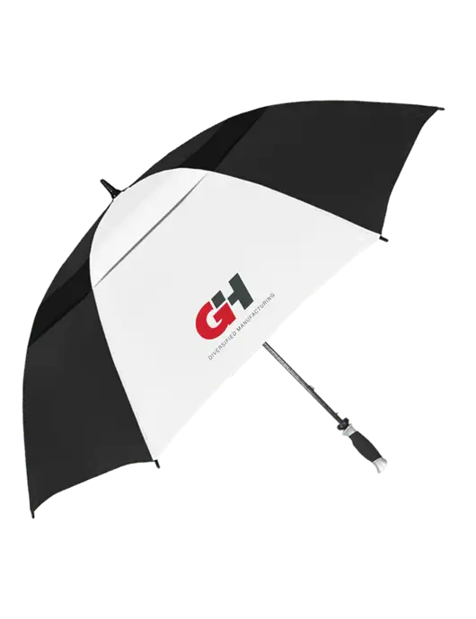 Black/White Vented Typhoon Tamer Golf Umbrella w/G&H Logo
