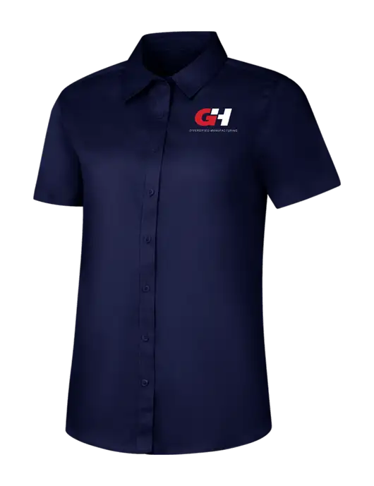 Womens Navy Short Sleeve Superpro React Twill Shirt w/G&H Logo