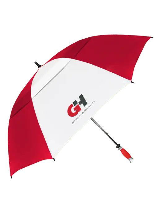 Red/White Vented Typhoon Tamer Golf Umbrella w/G&H Logo