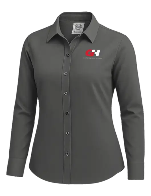 Brooks Brothers Womens Dark Grey Wrinkle-Free Stretch Nailhead Shirt w/G&H Logo