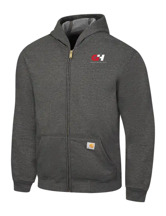 Carhartt Dark Grey Heather Midweight Hooded Zip-Front Sweatshirt w/G&H Logo