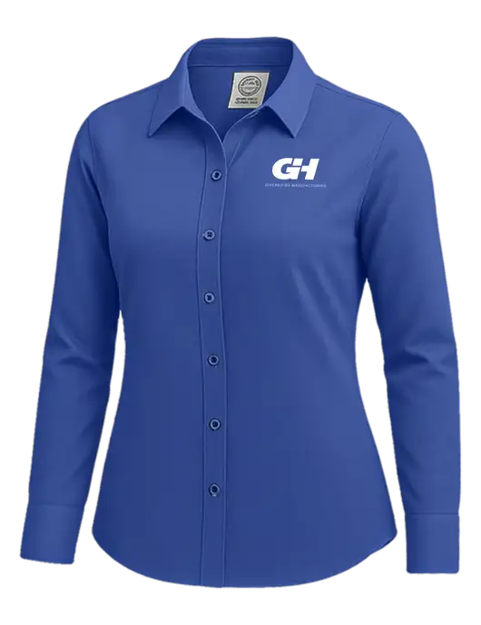 Brooks Brothers Womens Royal Blue Wrinkle-Free Stretch Nailhead Shirt w/G&H Logo