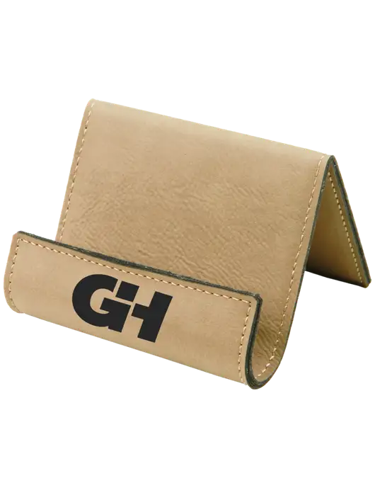 Tan Leatherette Card & Phone Holder w/G&H Logo