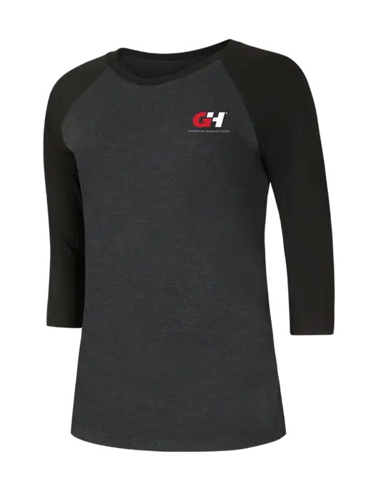 Womens Simply Soft 3/4 Sleeve Black/Black Frost Ring Spun Cotton T-Shirt w/G&H Logo