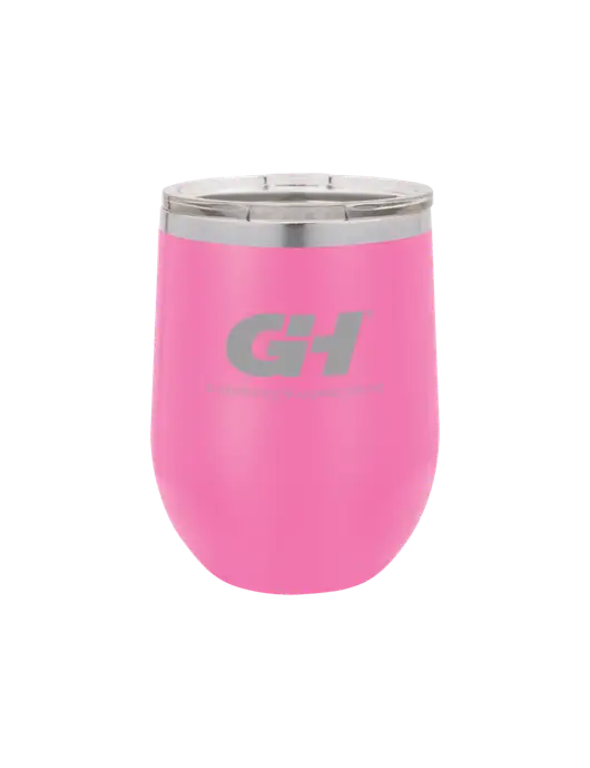 Polar Camel 12 oz Powder Coated Pink Vacuum Insulated Stemless Wine Tumbler w/G&H Logo