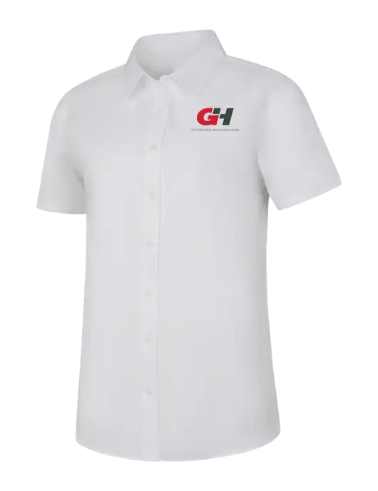 Womens White Short Sleeve Superpro React Twill Shirt w/G&H Logo