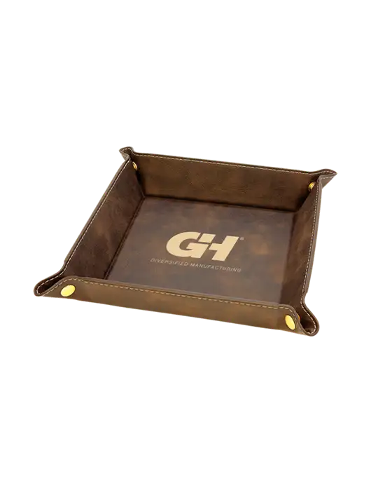 Rustic Leatherette Valet Tray, 6 x 6 w/G&H Logo